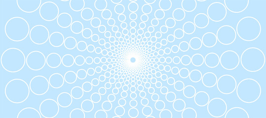 Blue abstract background with white circles in the form of rays
