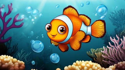 Fototapeta premium A clownfish swimming in the ocean