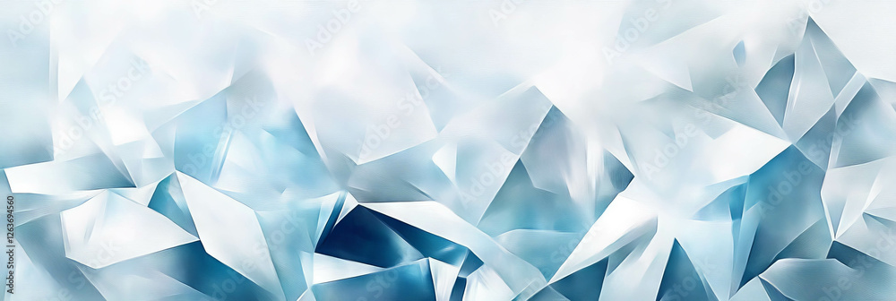 Poster texture of overlapping triangles in muted blues with a smooth glazed finish creating visual interest