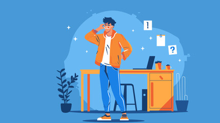 Confused Man Choosing Correct Key for Account Protection and Password Recovery