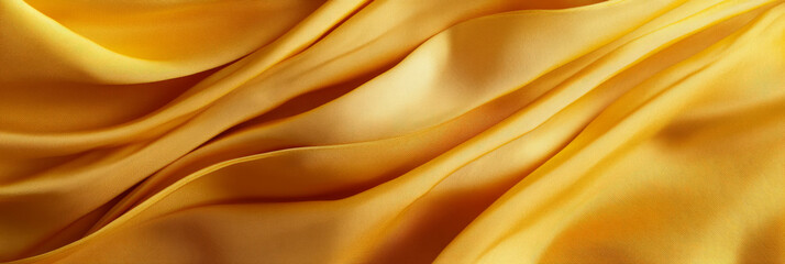 Fototapeta premium Lustrous yellow pleated fabric with sharp folds creating a rich texture