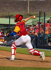 baseball catcher throwing