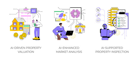 AI Technology in Real Estate abstract concept vector illustrations.