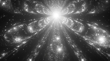 Cosmic energy burst galaxy digital art abstract space fractal design infinite light