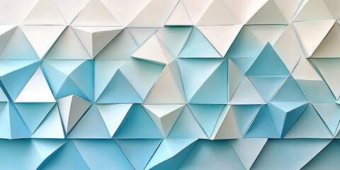 Fototapeta premium Symmetrical blue and white triangles form a mesmerizing geometric pattern, exuding depth and dimension with their intricate arrangement