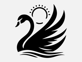 Fototapeta premium Swan Silhouette Vector Illustration
