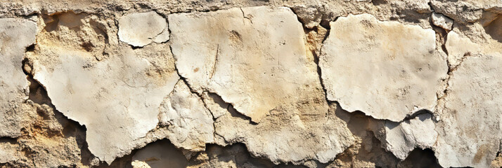 Fototapeta premium Subtle textures of a beige stone shell wall with grunge patterns and aged details