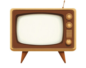 Retro television illustration with blank screen, vintage design in brown and beige colors Concept of old technology, entertainment, and nostalgia