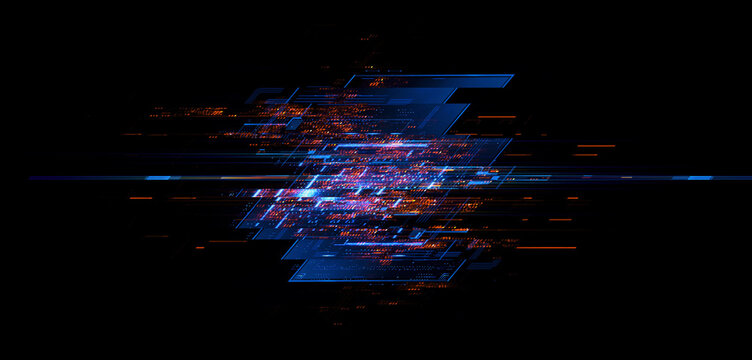 CPU socket. Modern technology. Big data center. 3D rendering..Future Abstract light effect. AI server hardware. Shine Blocks..Virtual reality. Digital hyper space grid. Network neural geometry.