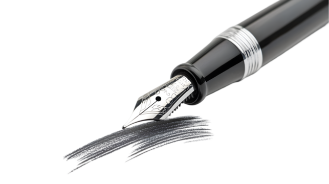 Black pen cutout, transparent background, clipping path -