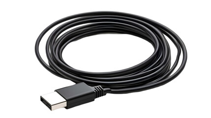 Black wire USB cable with adapter. transparent Background, clipping path  -  
