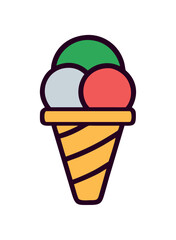 Italian ice cream cone with three scoops