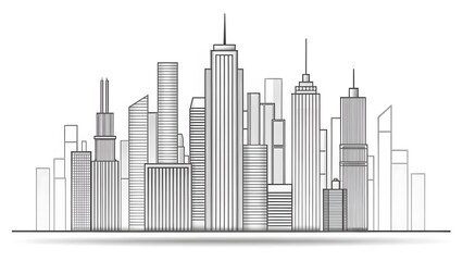 Obraz premium Gray Scale City Skyline Illustration