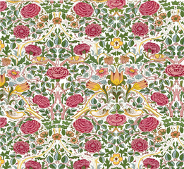 Elegant Floral Seamless Botanical Design for Wallpaper & Textiles