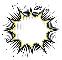 PNG Speech bubble in a comic style art illustration explosion.