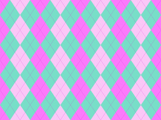 Vibrant pink  mint argyle pattern.  Perfect for fashion, textiles, websites, or playful designs.  This cheerful, geometric background offers a retro feel with a modern twist.