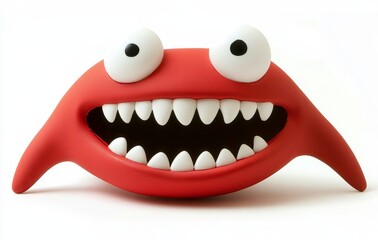 Obraz premium White background featuring an isolated mouth toy with chattering teeth