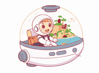 Exploring Tourist Islands in a Space Car with Astronaut
