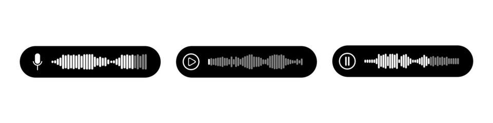 Podcast sound waves and audio soundwave of voice message records  and mobile phone voice message sound waves vector icons