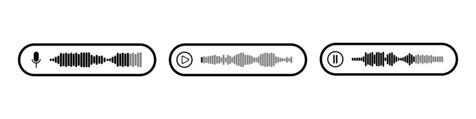 Podcast sound waves and audio soundwave of voice message records  and mobile phone voice message sound waves vector icons