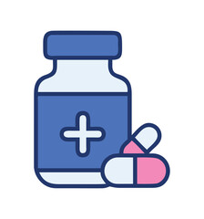 Psychiatry medicine bottle and pills