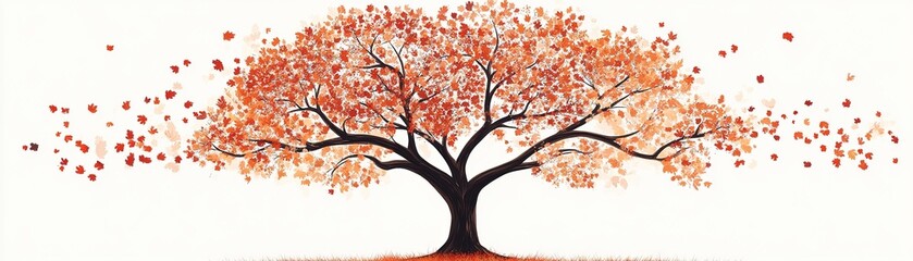 Autumn leaves falling from vibrant tree nature scene artwork tranquil environment close-up view seasonal change
