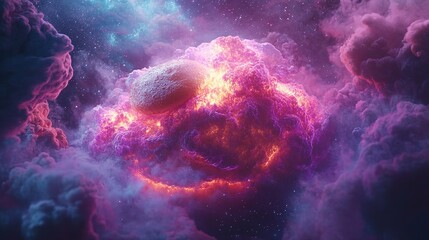 Galactic explosion of colorful nebula outer space digital art cosmic environment spectacular viewpoint awe-inspiring concept