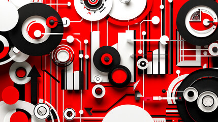 Obraz premium A red and black abstract background with circles and circles