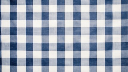 Blue and White Gingham Pattern Fabric for Table Covering and Decor