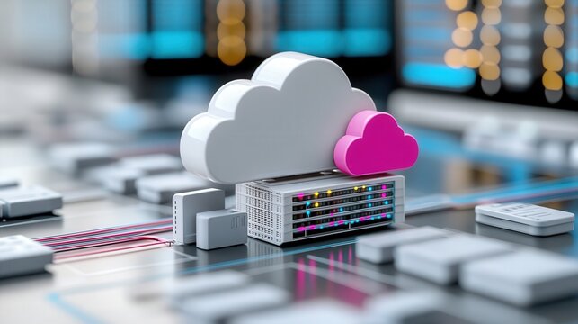 a infographic that represents the transfer of a server from one data center to another to support real world operations  cloud computing