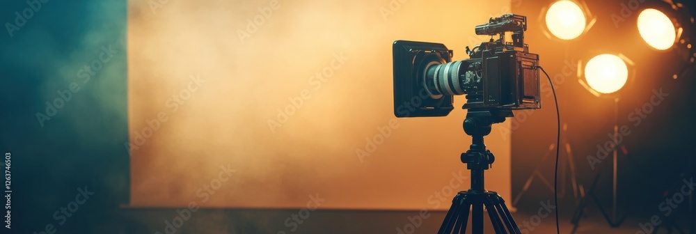 Leinwandbilder professional camera set up for studio photography with soft lighting in a creative workspace. genera