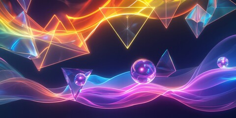 Abstract Geometric Art with Glowing Shapes and Dynamic Lines (Broad appeal, descriptive)