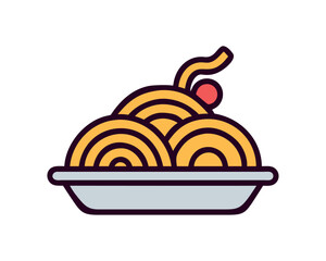 Italian pasta bowl with spaghetti and sauce