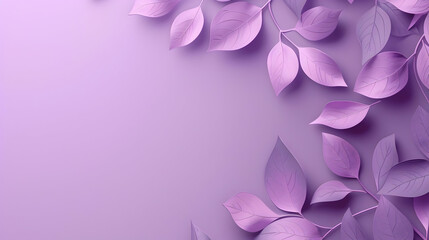 Fototapeta premium Soft purple leaves gracefully arranged on a pastel background, creating a serene atmosphere