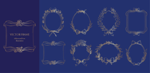 Elegant Gold Floral and Ribbon Borders – Vintage Decorative Frames for Luxury Designs