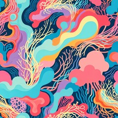 Abstract Vibrant Ocean Coral Reef Dreamscape