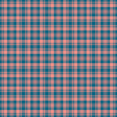 Mens shirt background pattern textile, man tartan plaid texture. Border check fabric vector seamless in red and cyan colors.