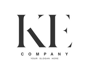 KE logo design. Initial letter k and e serif font style. Creative classic company name typography. Trendy logotype or identity.