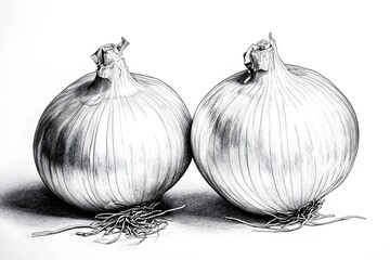 Two Onions: A Detailed Pencil Sketch
