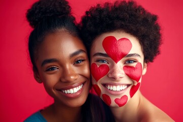 Commercial ad campaign creative. Valentine's day, soulmatescouple: extraordinary bold image of loving mixed-race young couple. Sign of love and affection. Happy relationship. Elegant romance.