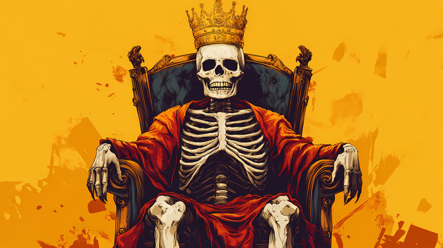 vertical dead skeleton golden king crown
