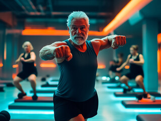 Fototapeta premium an elderly man working out at the gym