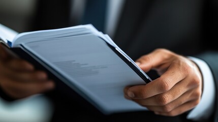 Businessman Reading Documents:  A Close-Up of Hands Holding a Report