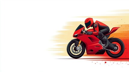 Fototapeta premium Dynamic Race Scene Featuring Red Motorcycle Racer in Action with Speed Blur Background