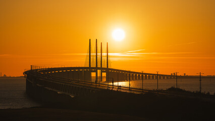 The Oresund Bridge is a combined motorway and railway bridge between Sweden and Denmark (Malmo and Copenhagen)