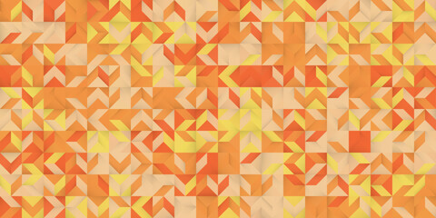 Warm-Toned Geometric Mosaic with Depth: Vibrant Orange and Yellow Triangle Pattern