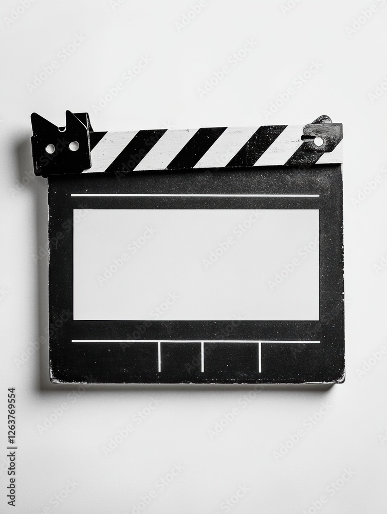 Leinwandbilder clapperboard with blank slate ready for film production in a studio setting with bright lighting. ge