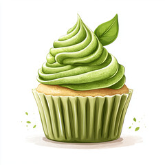 Gourmet Green Matcha Cupcake: A Homemade, Sweet Treat with Whipped Cream Frosting