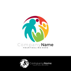 Human care logo with circle design combination, colorful style