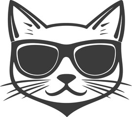 Cat in sunglasses isolated on transparent background.